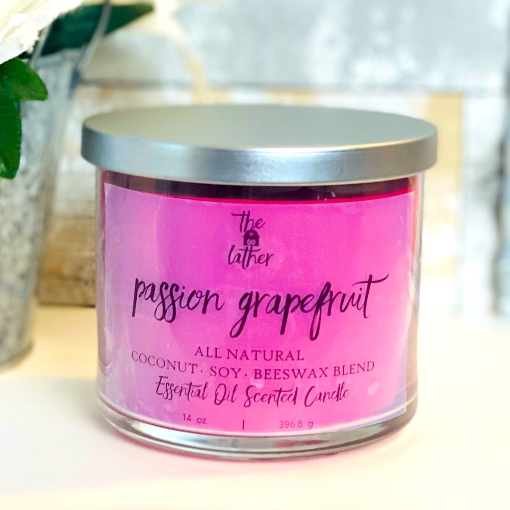 Passion Grapefruit Scented Beeswax Blend Candle